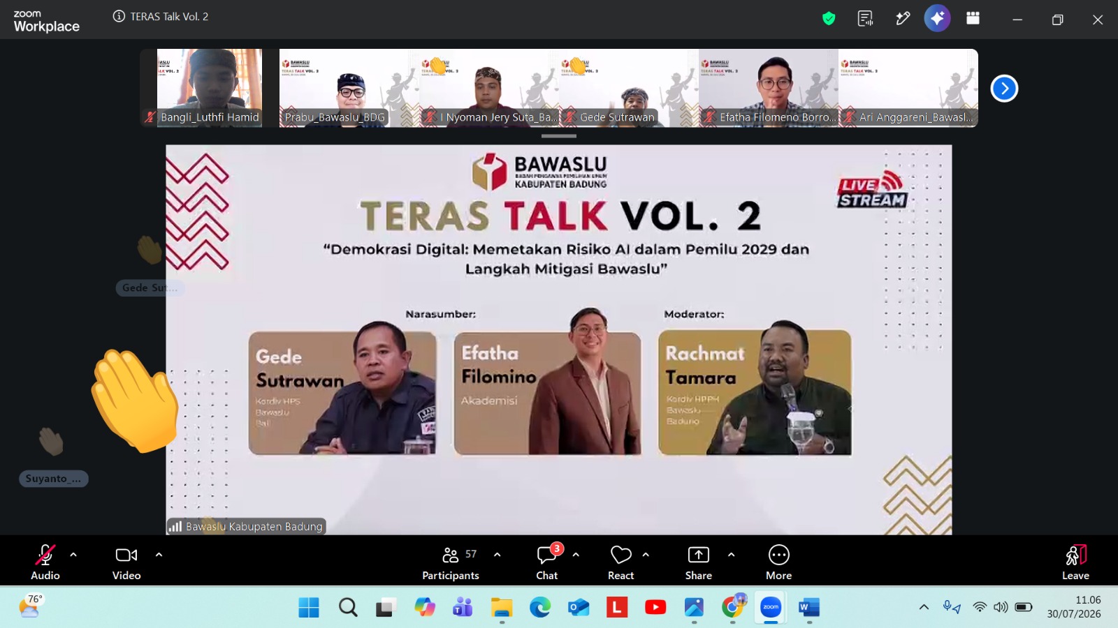 Bawaslu Bangli Ikuti TERAS Talk Bahas Tantangan AI dalam Pengawasan Pemilu 2029