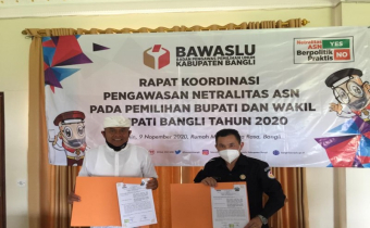 BAWASLU DAN PEMKAB BANGLI TANDATANGANI KOMITMEN BERSAMA PENGAWASAN NETRALITAS ASN UNTUK PILKADA 2020